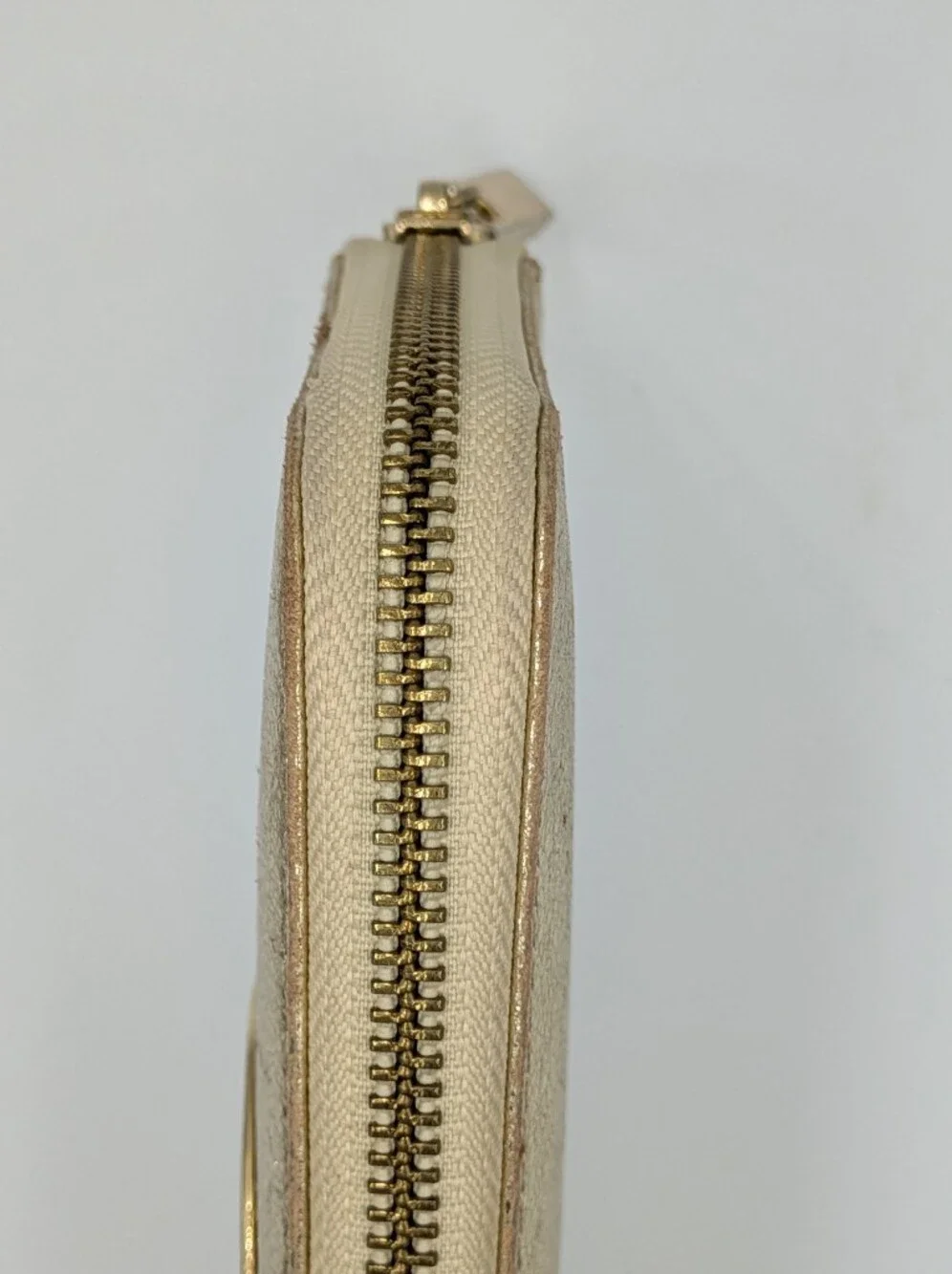 Tory Burch Wallet Large Logo Golden Metallic Leather Zip Around Continental Long